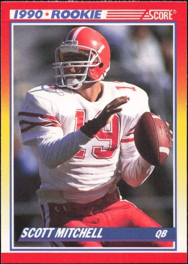 Scott Mitchell 1990 Score #651 Football Trading Card - Front 1990 Score Scott Mitchell #651 football trading card front