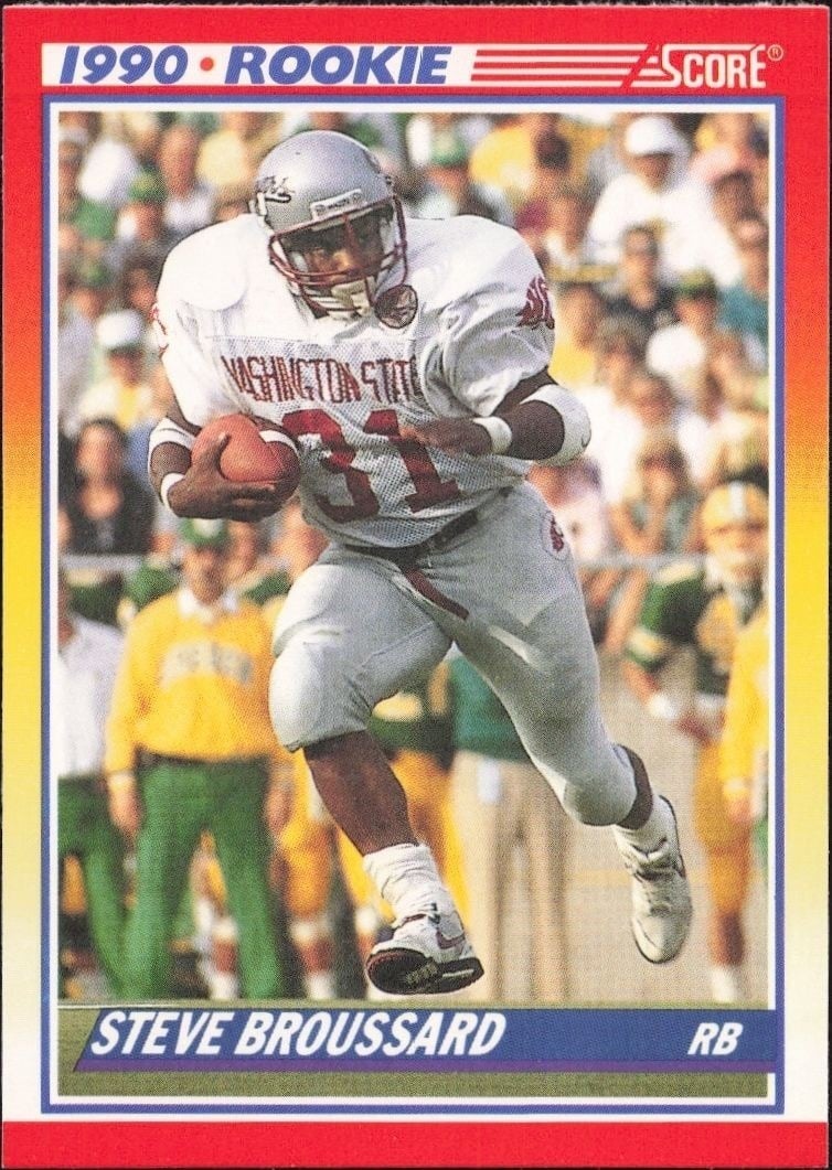 Steve Broussard 1990 Score #655 Football Trading Card - Front 1990 Score Steve Broussard #655 football trading card front