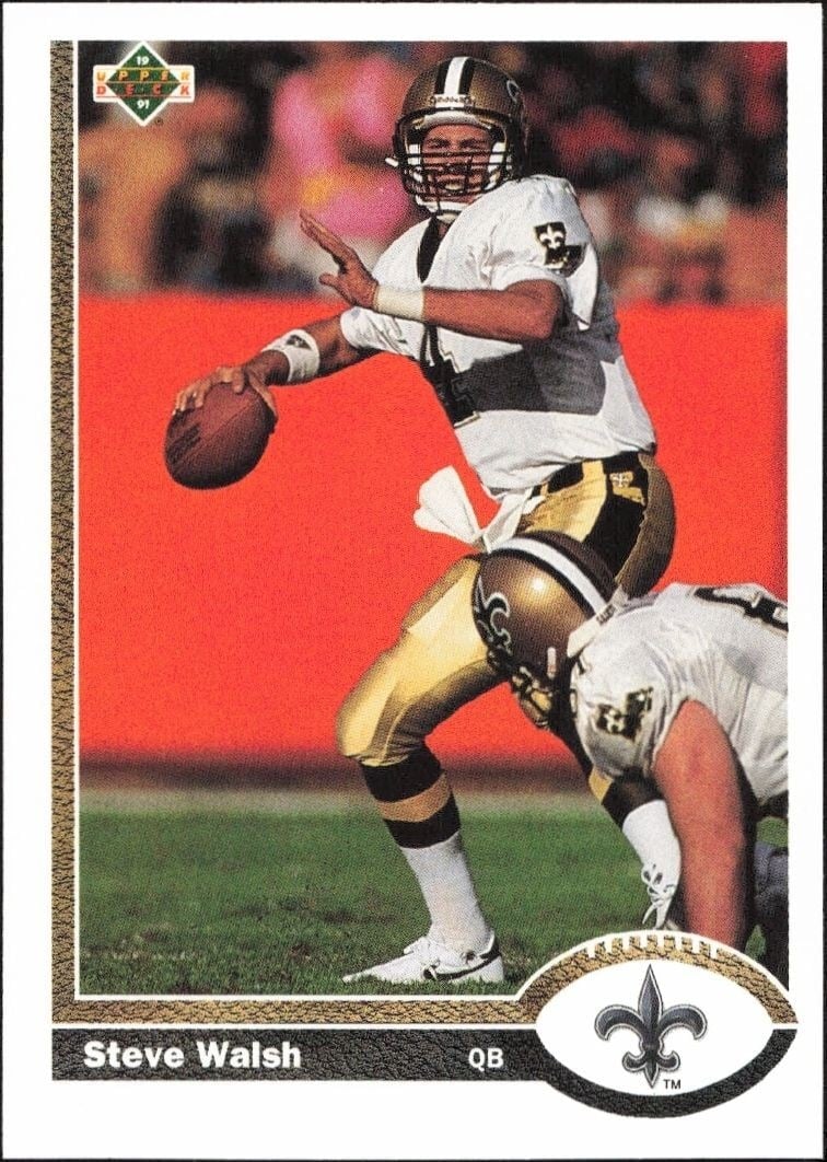 Steve Walsh 1991 Upper Deck #395 Football Trading Card - Front 1991 Upper Deck Steve Walsh #395 football trading card front