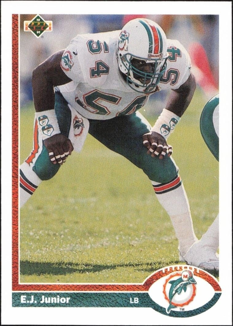 E.J. Junior 1991 Upper Deck #411 Football Trading Card - Front 1991 Upper Deck E.J. Junior #411 football trading card front
