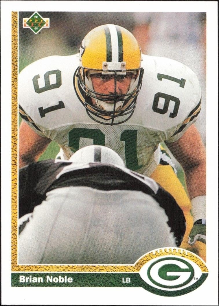 Brian Noble 1991 Upper Deck #119 Football Trading Card - Front 1991 Upper Deck Brian Noble #119 football trading card front