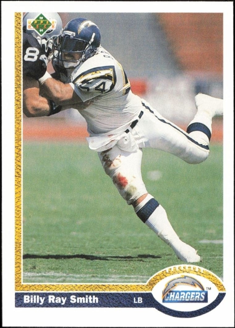 Billy Ray Smith 1991 Upper Deck #129 Football Trading Card - Front 1991 Upper Deck Billy Ray Smith #129 football trading card front