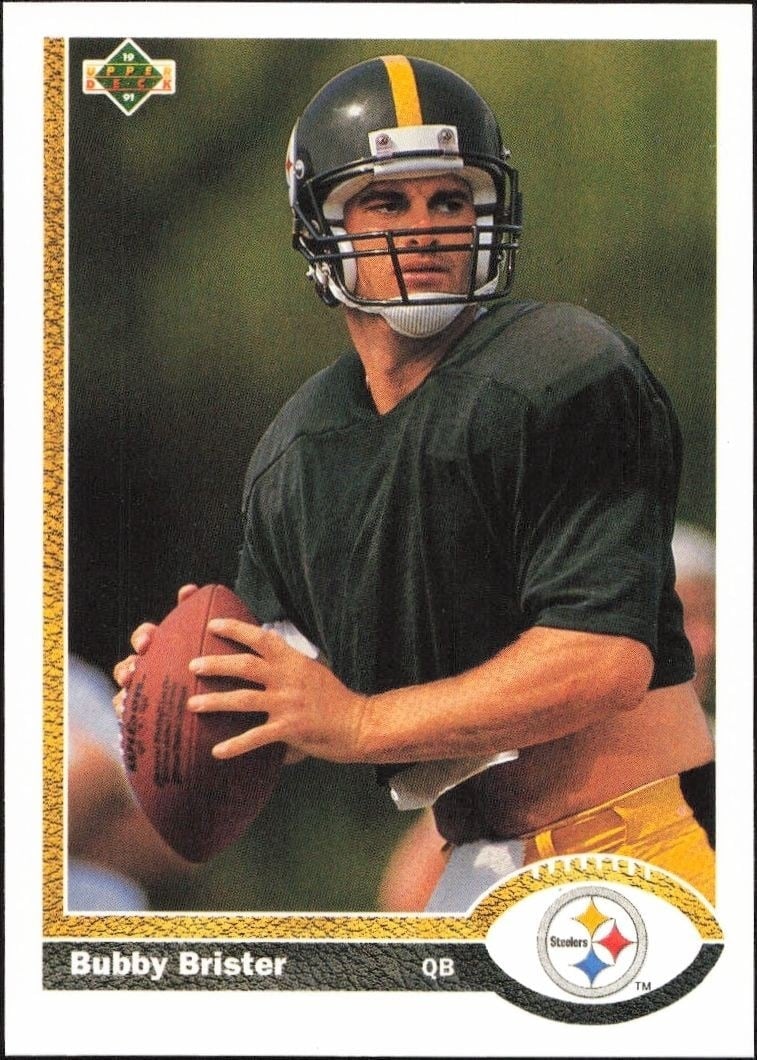 Bubby Brister 1991 Upper Deck #115 Football Trading Card - Front 1991 Upper Deck Bubby Brister #115 football trading card front