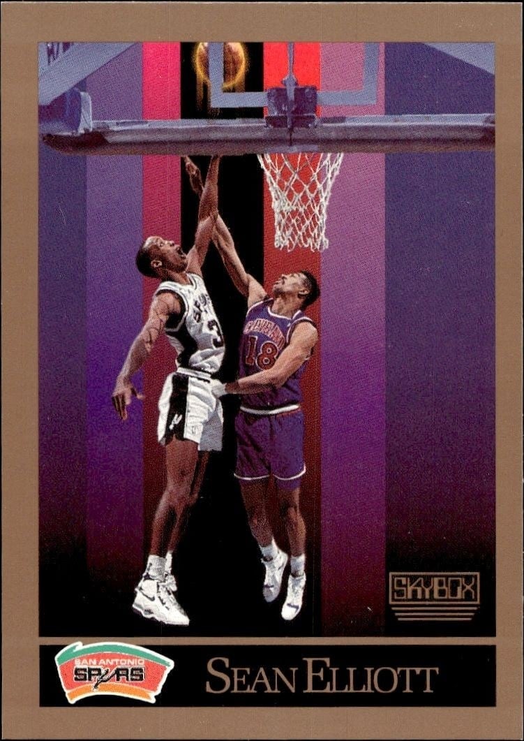 Sean Elliott 1990-91 Skybox #256 Basketball Trading Card - Front 1990-91 Skybox Sean Elliott #256 basketball trading card front