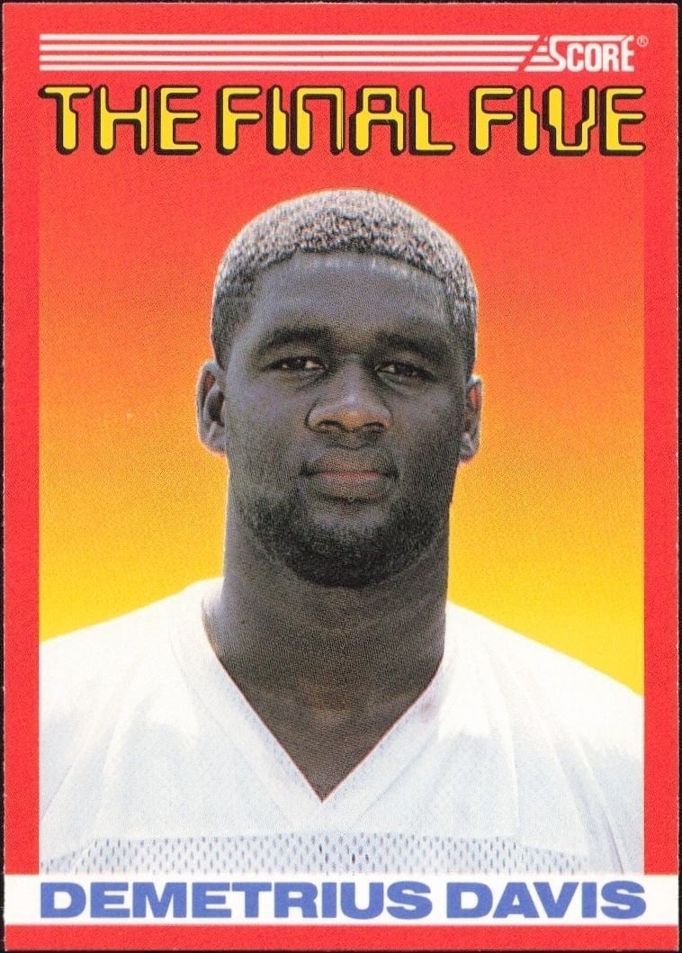 Demetrius Davis 1990 Score #B2 Football Trading Card - Front 1990 Score Demetrius Davis #B2 football trading card front