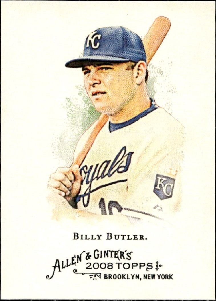 Billy Butler 2008 Topps Allen & Ginter #127 Baseball Trading Card - Front 2008 Topps Allen & Ginter Billy Butler #127 baseball trading card front