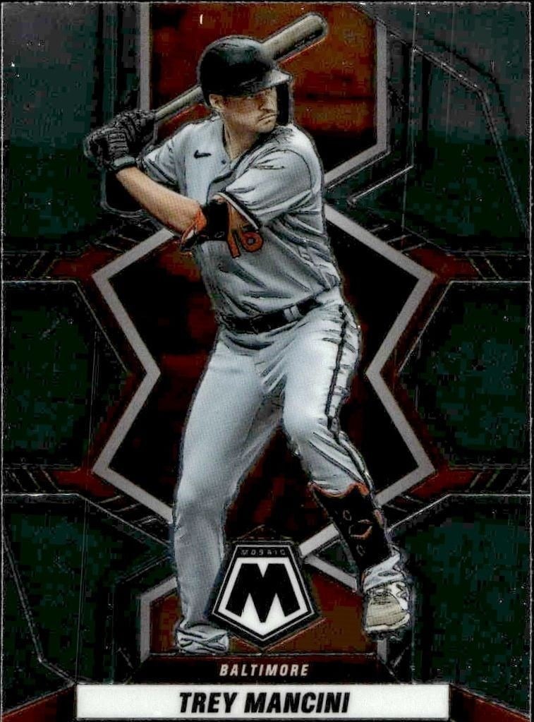 Trey Mancini 2022 Panini Mosaic #140 Baseball Trading Card - Front 2022 Panini Mosaic Trey Mancini #140 baseball trading card front