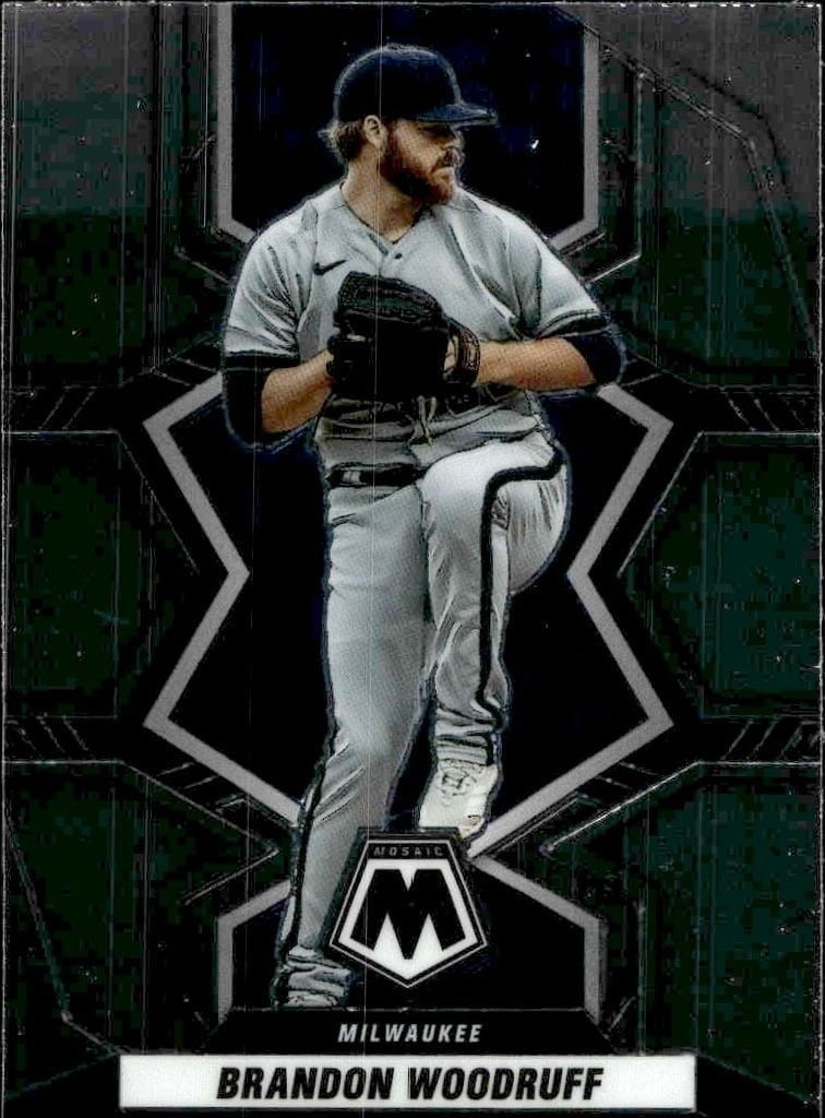 Brandon Woodruff 2022 Panini Mosaic #154 Baseball Trading Card - Front 2022 Panini Mosaic Brandon Woodruff #154 baseball trading card front