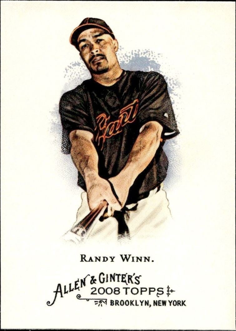 Randy Winn 2008 Topps Allen & Ginter #161 Baseball Trading Card - Front 2008 Topps Allen & Ginter Randy Winn #161 baseball trading card front