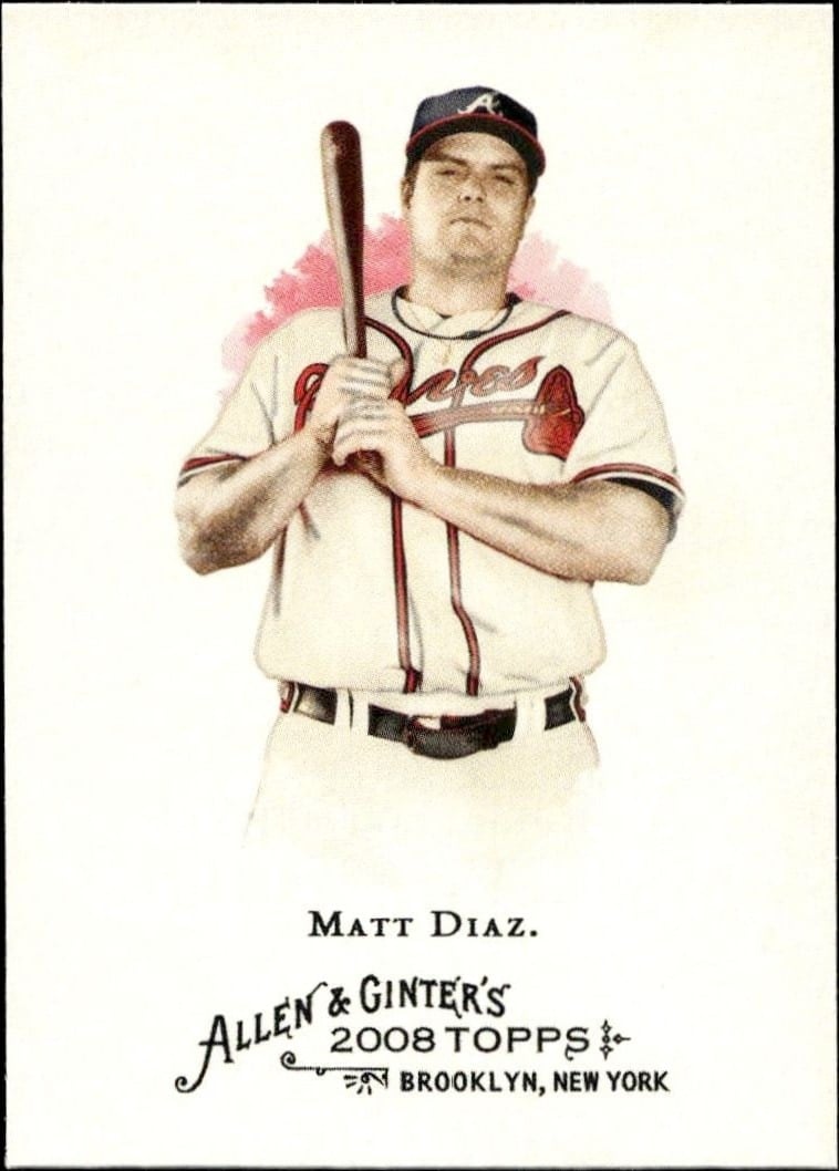 Matt Diaz 2008 Topps Allen & Ginter #344 Baseball Trading Card - Front 2008 Topps Allen & Ginter Matt Diaz #344 baseball trading card front