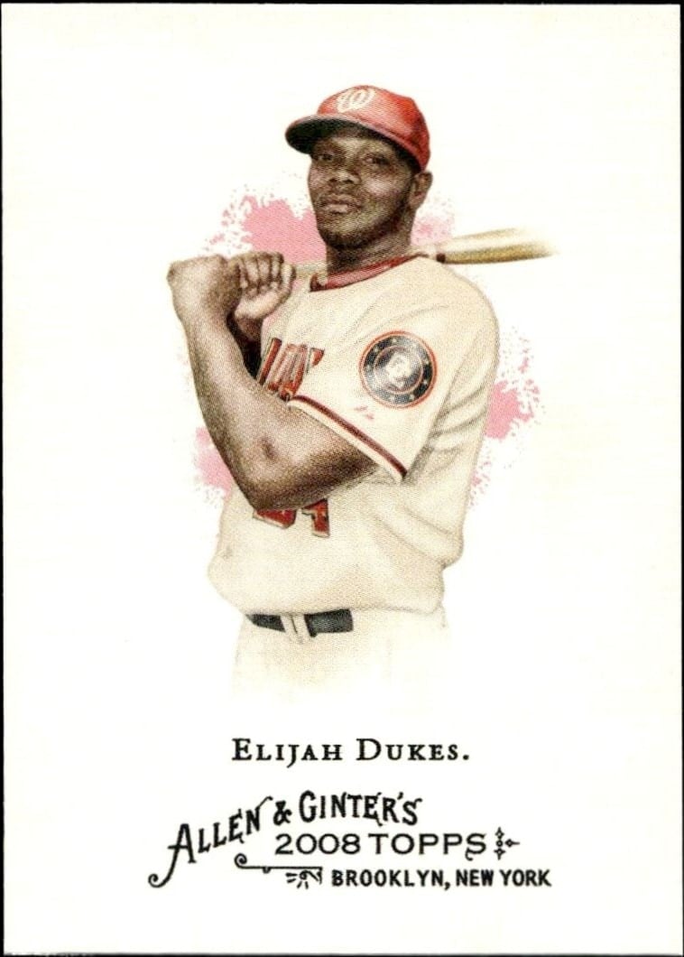 Elijah Dukes 2008 Topps Allen & Ginter #292 Baseball Trading Card - Front 2008 Topps Allen & Ginter Elijah Dukes #292 baseball trading card front