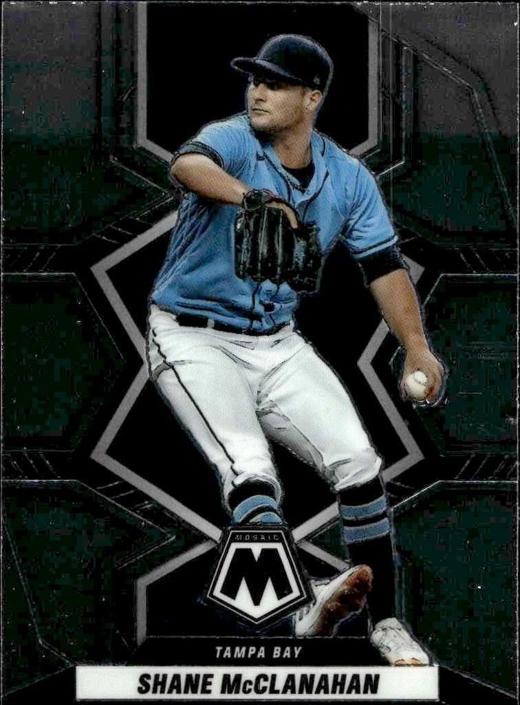 Shane McClanahan 2022 Panini Mosaic #155 Baseball Trading Card - Front 2022 Panini Mosaic Shane McClanahan #155 baseball trading card front