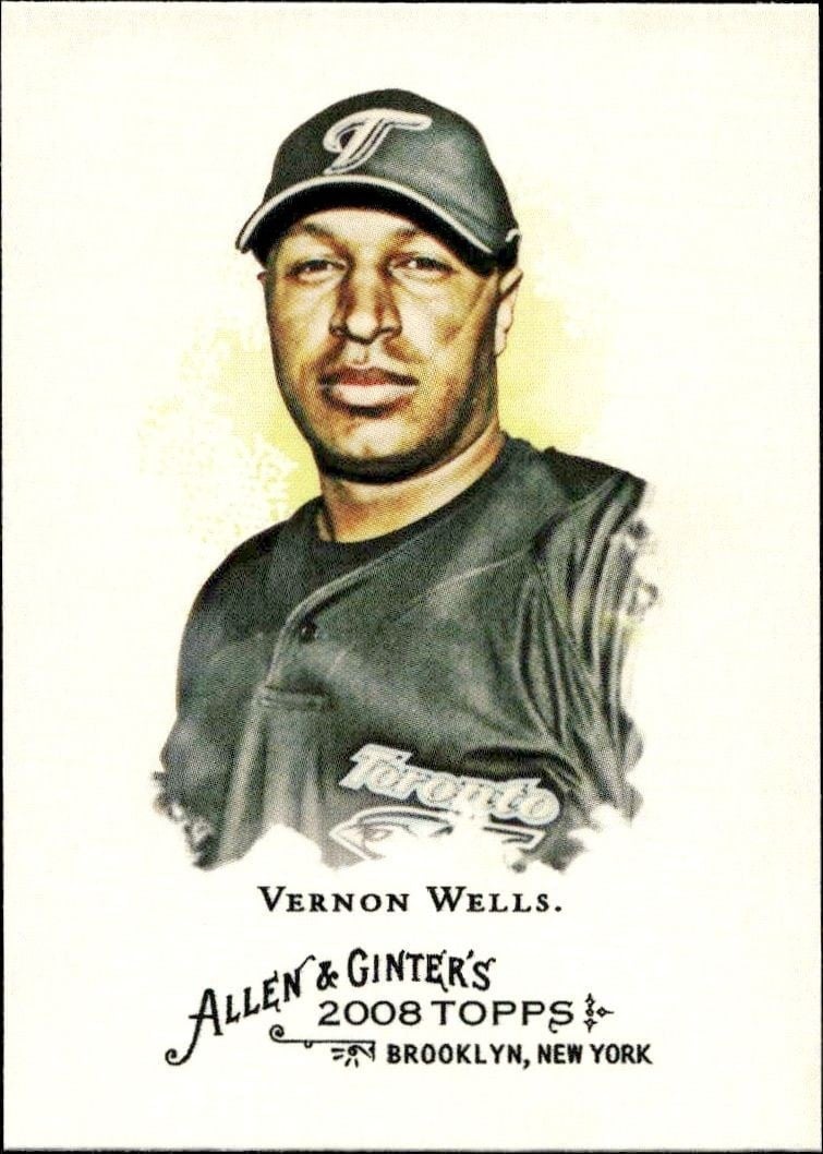 Vernon Wells 2008 Topps Allen & Ginter #81 Baseball Trading Card - Front 2008 Topps Allen & Ginter Vernon Wells #81 baseball trading card front