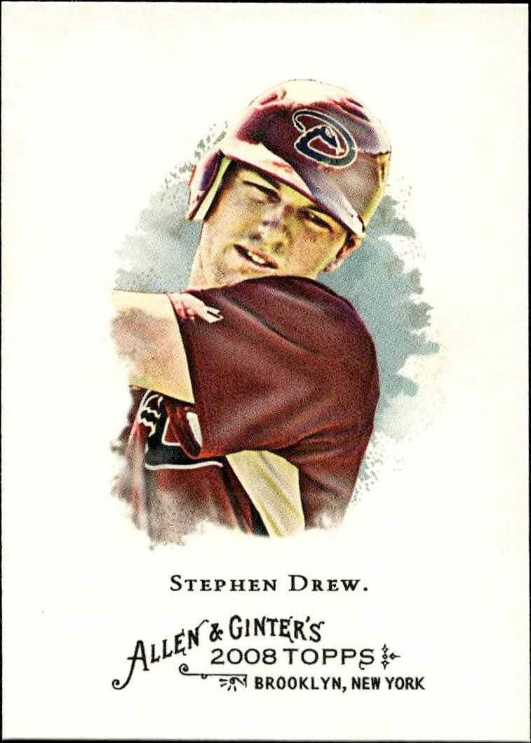 Stephen Drew 2008 Topps Allen & Ginter #325 Baseball Trading Card - Front 2008 Topps Allen & Ginter Stephen Drew #325 baseball trading card front