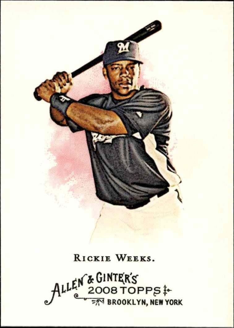 Rickie Weeks 2008 Topps Allen & Ginter #43 Baseball Trading Card - Front 2008 Topps Allen & Ginter Rickie Weeks #43 baseball trading card front