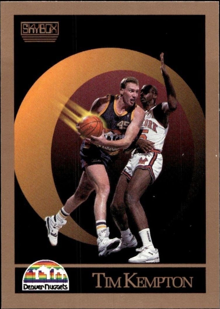 Tim Kempton 1990-91 Skybox #76 Basketball Trading Card - Front 1990-91 Skybox Tim Kempton #76 basketball trading card front
