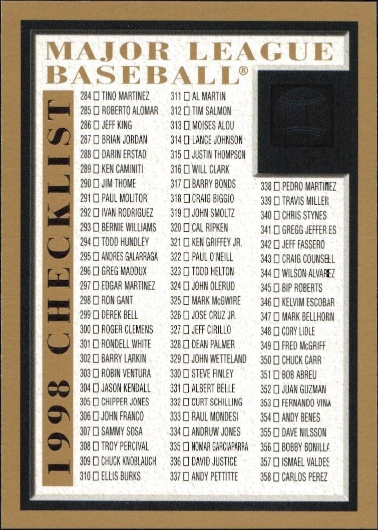 Checklist 1998 Topps #502 Baseball Trading Card - Front 1998 Topps Checklist #502 baseball trading card front