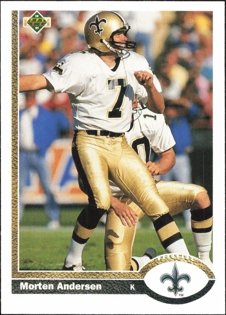 Morten Andersen 1991 Upper Deck #226 Football Trading Card - Front 1991 Upper Deck Morten Andersen #226 football trading card front