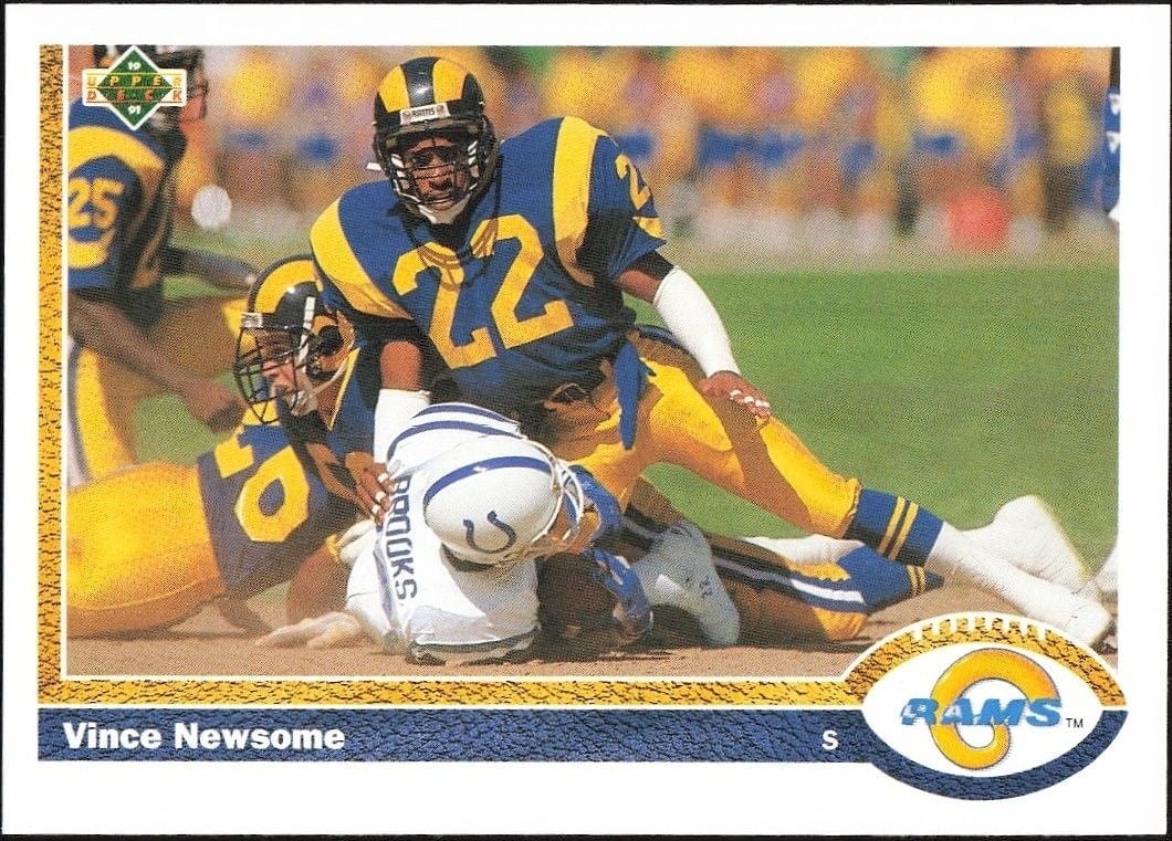 Vince Newsome 1991 Upper Deck #239 Football Trading Card - Front 1991 Upper Deck Vince Newsome #239 football trading card front