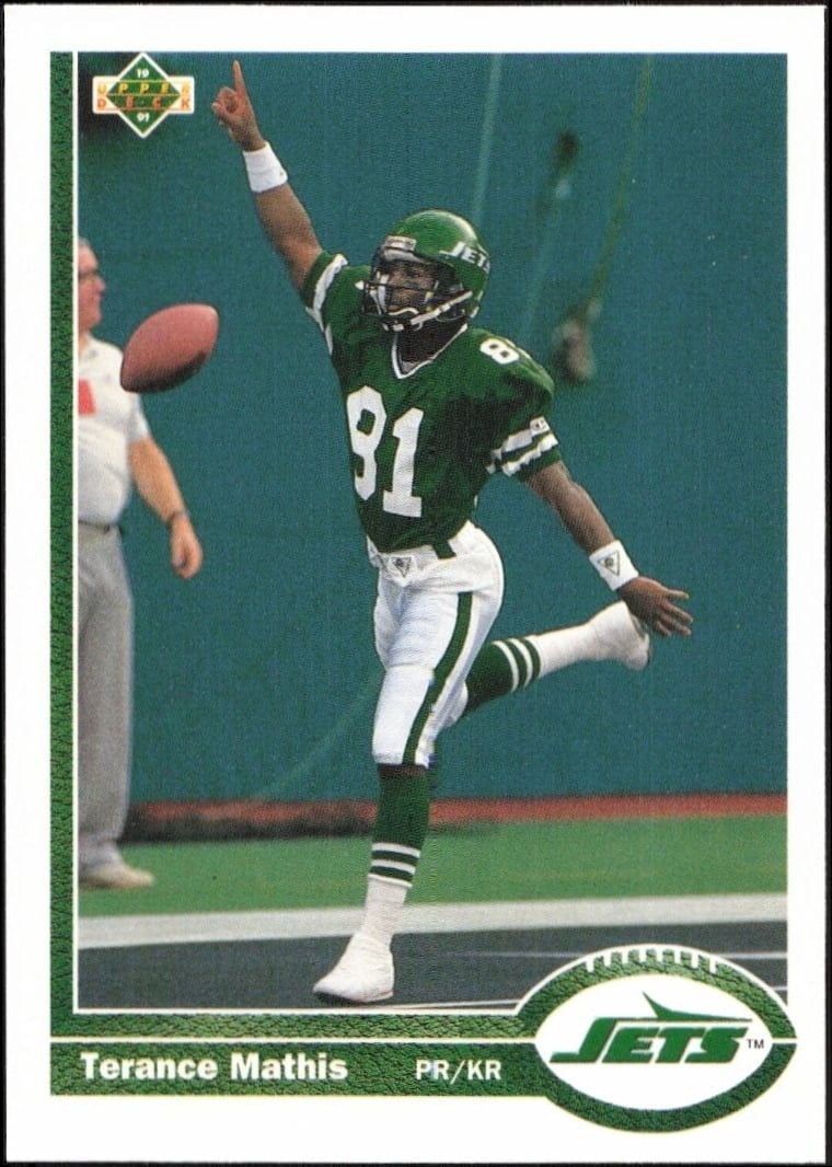 Terance Mathis 1991 Upper Deck #188 Football Trading Card - Front 1991 Upper Deck Terance Mathis #188 football trading card front