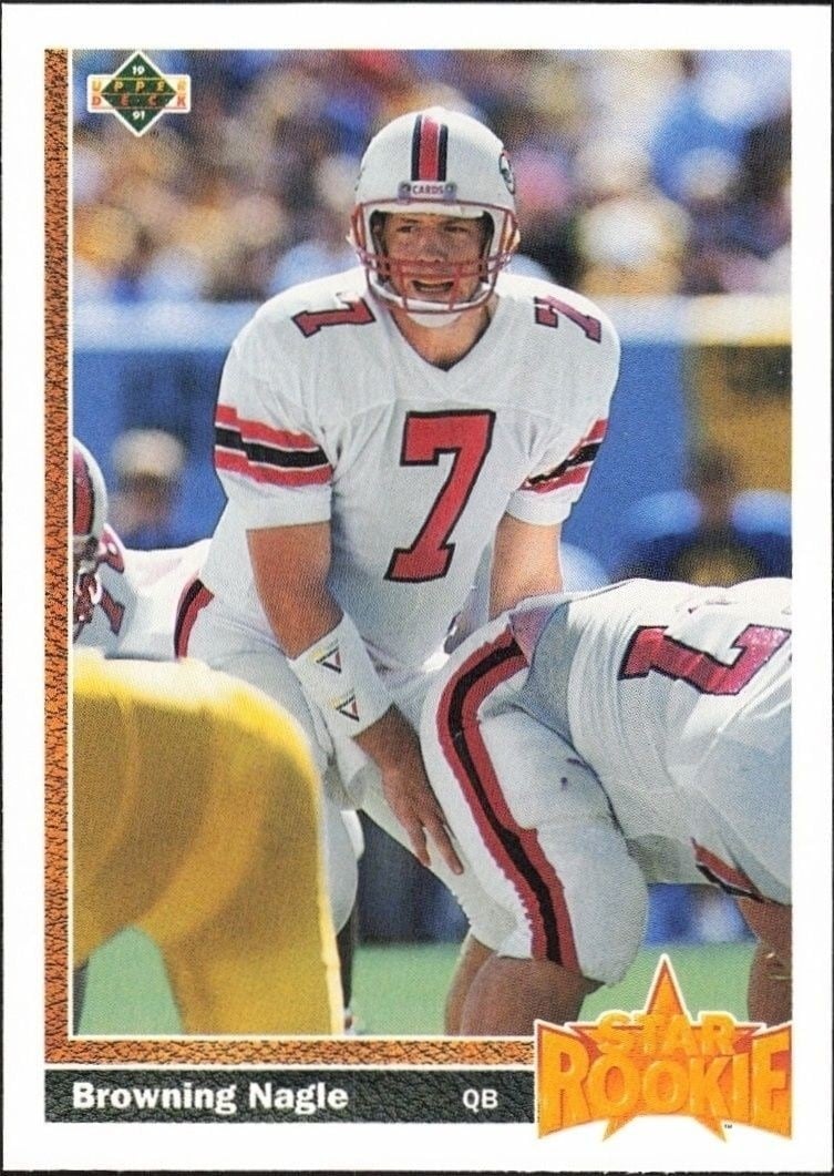 Browning Nagle 1991 Upper Deck #11 Football Trading Card - Front 1991 Upper Deck Browning Nagle #11 football trading card front