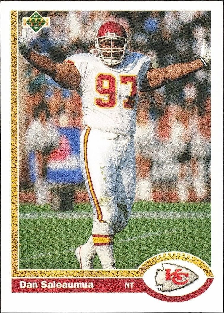 Dan Saleaumua 1991 Upper Deck #196 Football Trading Card - Front 1991 Upper Deck Dan Saleaumua #196 football trading card front