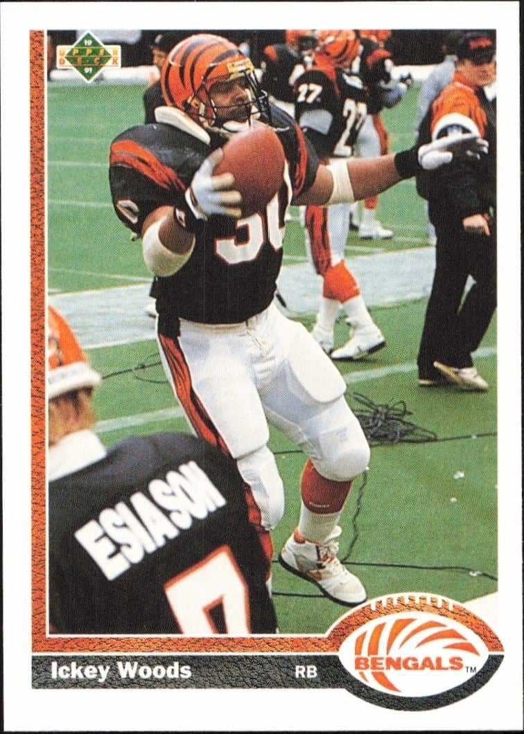 Ickey Woods 1991 Upper Deck #145 Football Trading Card - Front 1991 Upper Deck Ickey Woods #145 football trading card front