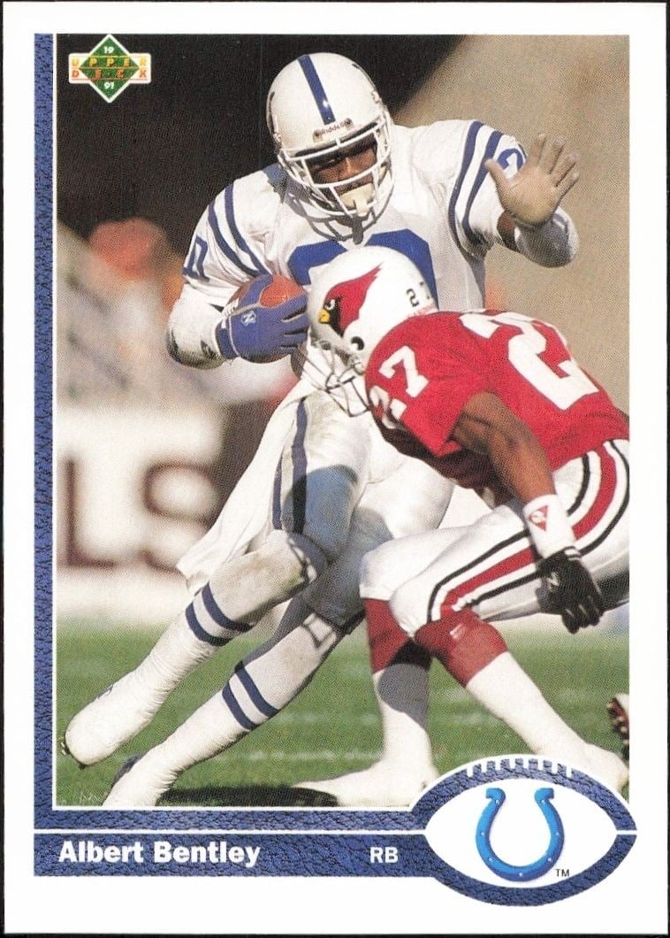 Albert Bentley 1991 Upper Deck #157 Football Trading Card - Front 1991 Upper Deck Albert Bentley #157 football trading card front