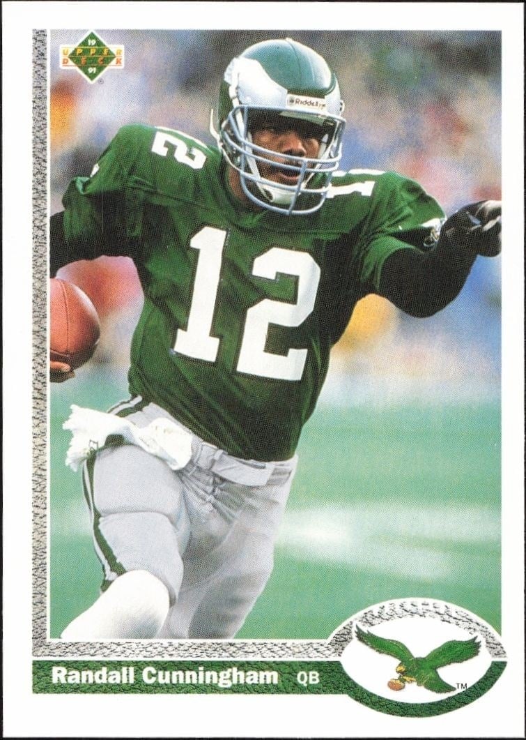 Randall Cunningham 1991 Upper Deck #146 Football Trading Card - Front 1991 Upper Deck Randall Cunningham #146 football trading card front