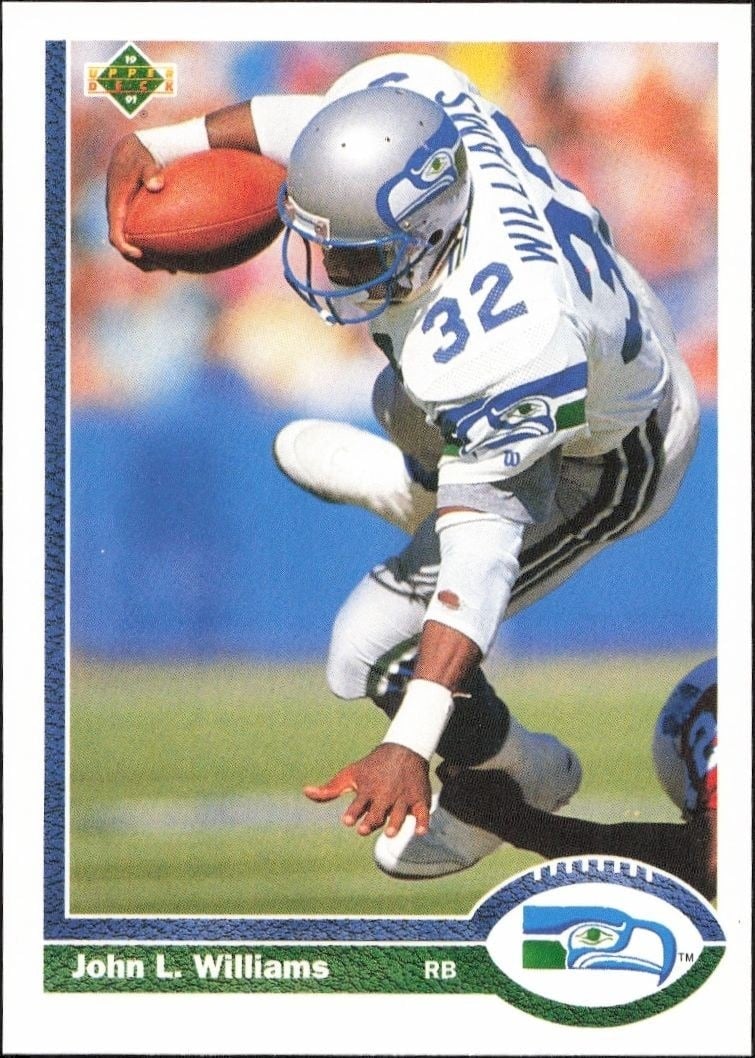 John L. Williams 1991 Upper Deck #166 Football Trading Card - Front 1991 Upper Deck John L. Williams #166 football trading card front