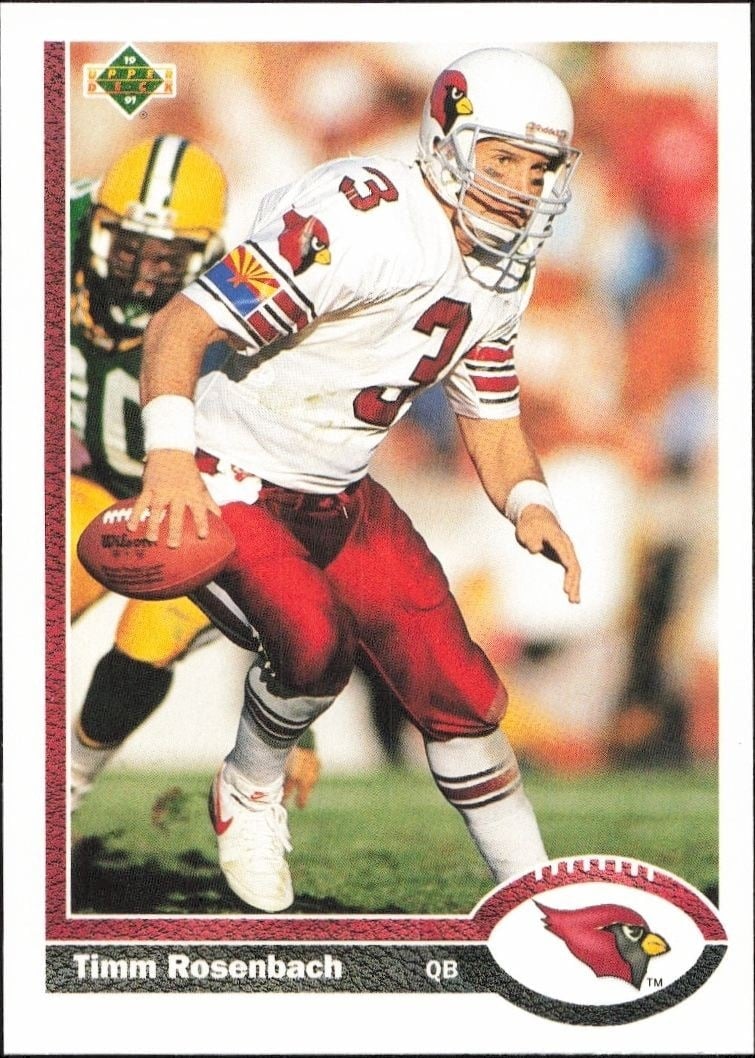 Timm Rosenbach 1991 Upper Deck #167 Football Trading Card - Front 1991 Upper Deck Timm Rosenbach #167 football trading card front