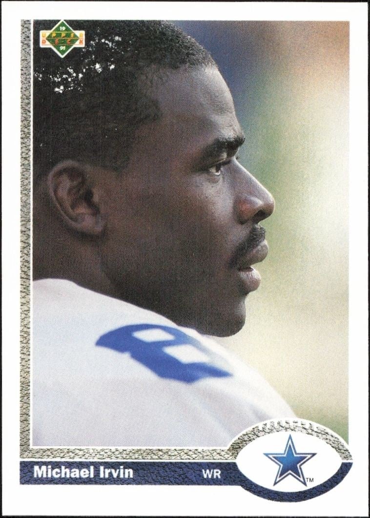 Michael Irvin 1991 Upper Deck #107 Football Trading Card - Front 1991 Upper Deck Michael Irvin #107 football trading card front