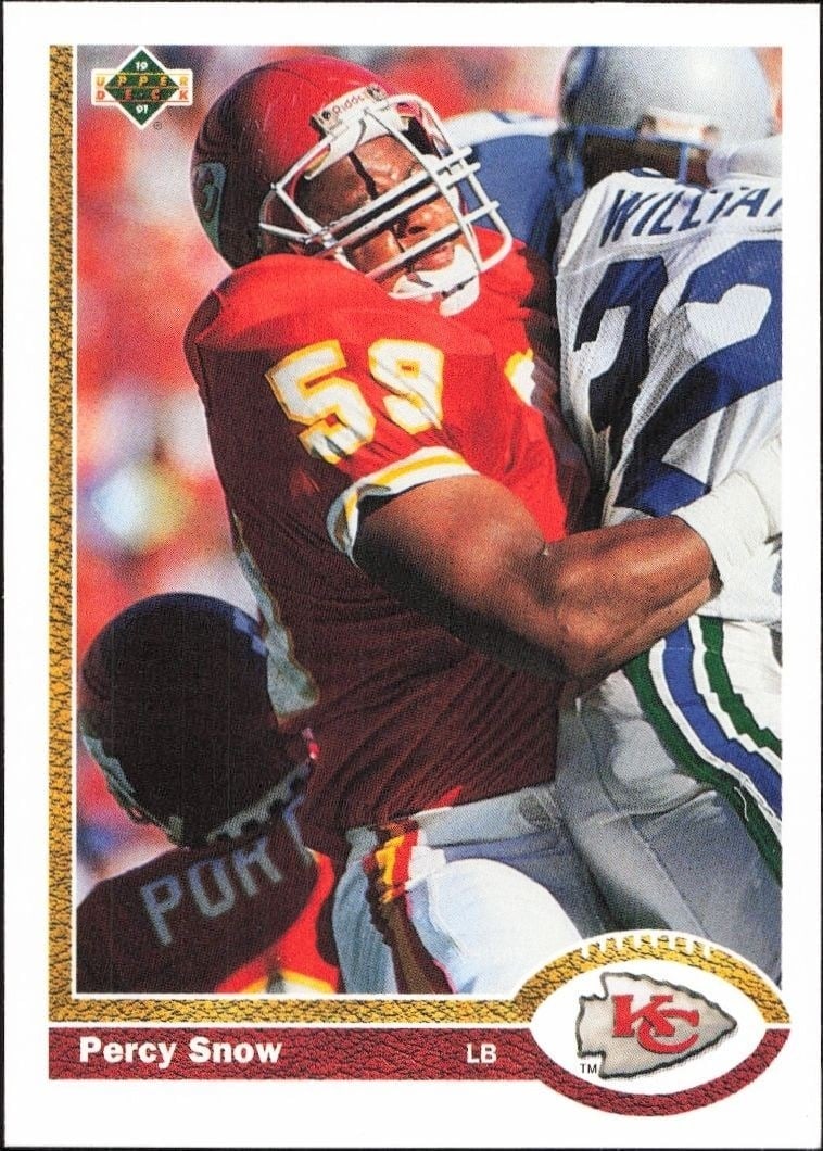 Percy Snow 1991 Upper Deck #36 Football Trading Card - Front 1991 Upper Deck Percy Snow #36 football trading card front