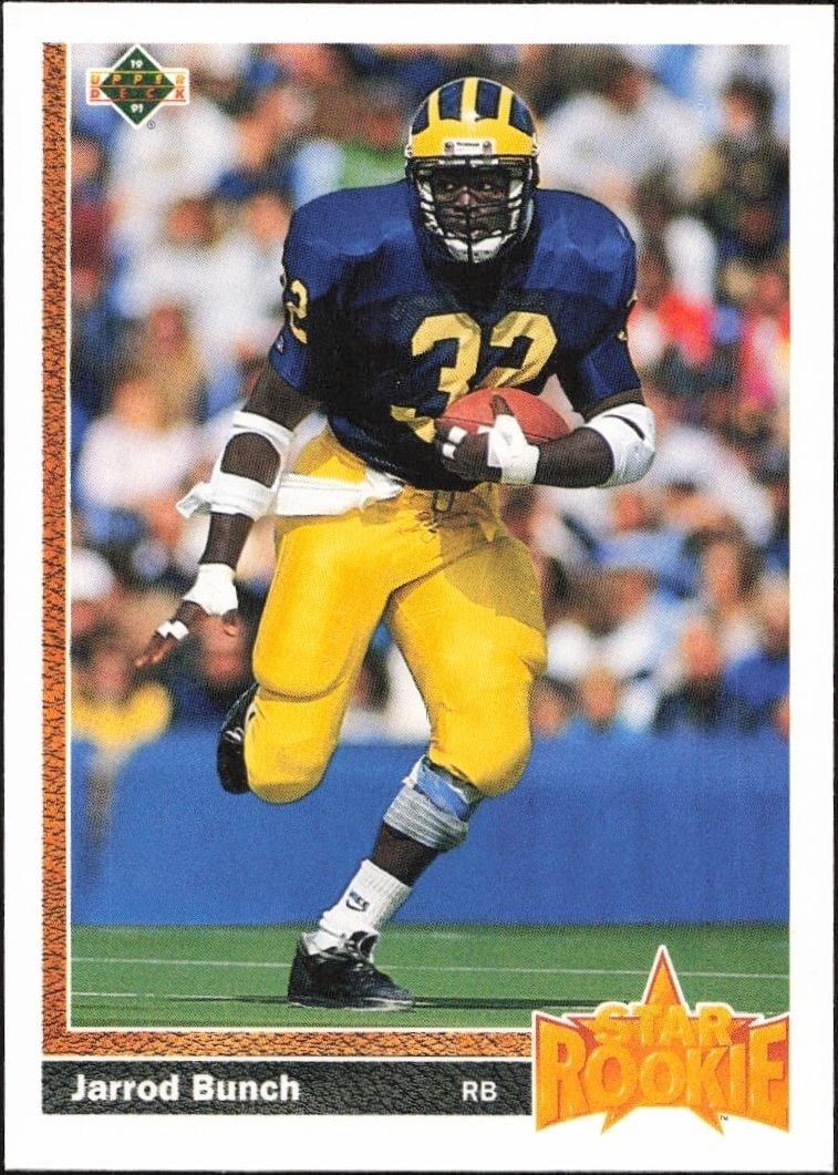 Jarrod Bunch 1991 Upper Deck #25 Football Trading Card - Front 1991 Upper Deck Jarrod Bunch #25 football trading card front