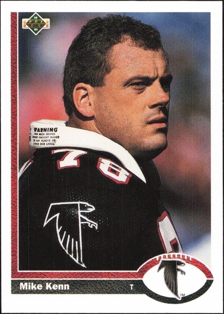 Mike Kenn 1991 Upper Deck #42 Football Trading Card - Front 1991 Upper Deck Mike Kenn #42 football trading card front