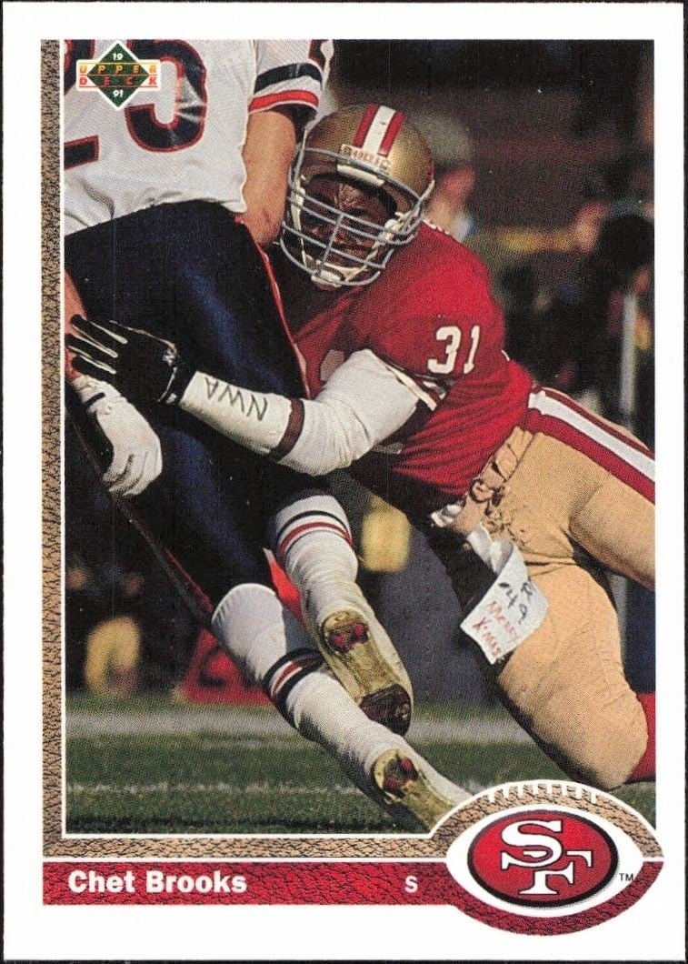 Chet Brooks 1991 Upper Deck #492 Football Trading Card - Front 1991 Upper Deck Chet Brooks #492 football trading card front
