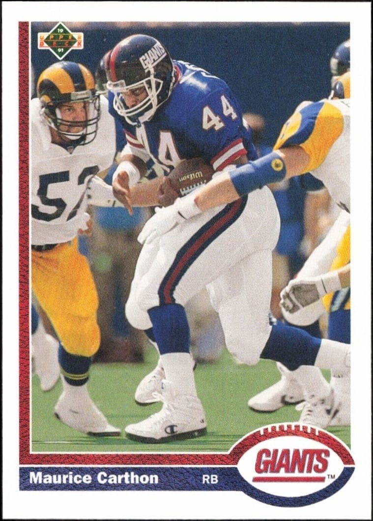 Maurice Carthon 1991 Upper Deck #504 Football Trading Card - Front 1991 Upper Deck Maurice Carthon #504 football trading card front