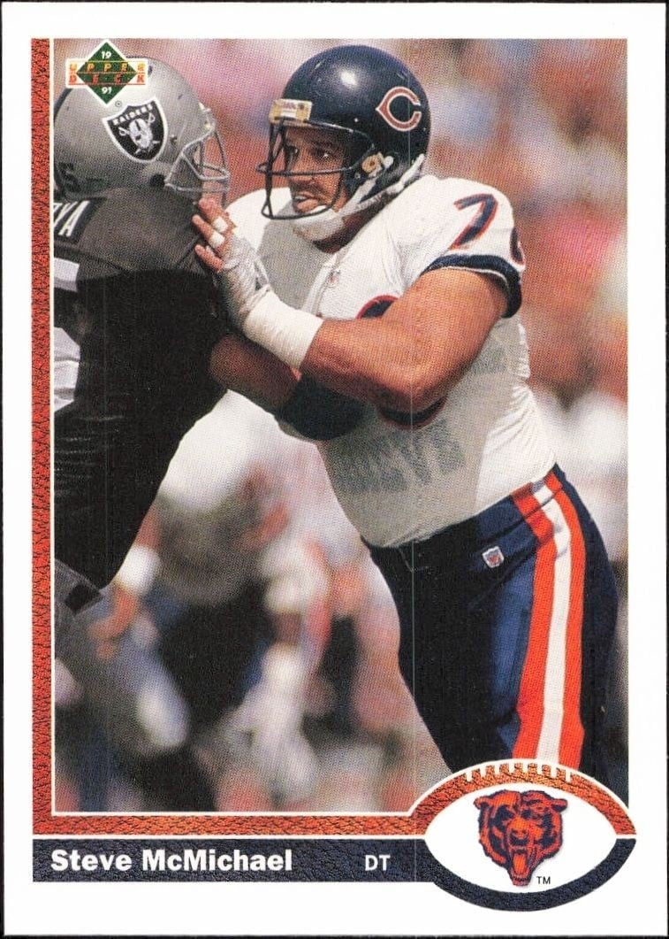 Steve McMichael 1991 Upper Deck #524 Football Trading Card - Front 1991 Upper Deck Steve McMichael #524 football trading card front