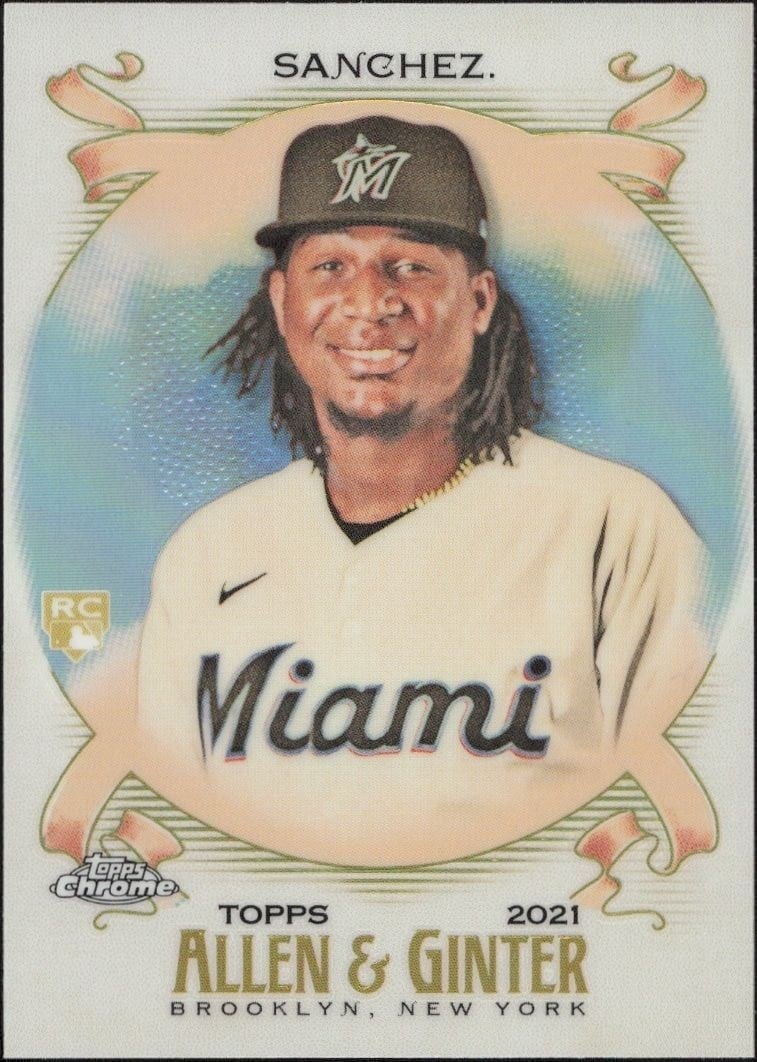 Sixto Sanchez 2021 Topps Allen & Ginter Chrome #140 Baseball Trading Card - Front 2021 Topps Allen & Ginter Chrome Sixto Sanchez #140 baseball trading card front