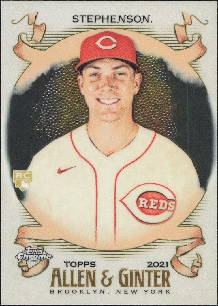 Tyler Stephenson 2021 Topps Allen & Ginter Chrome #299 Baseball Trading Card - Front 2021 Topps Allen & Ginter Chrome Tyler Stephenson #299 baseball trading card front