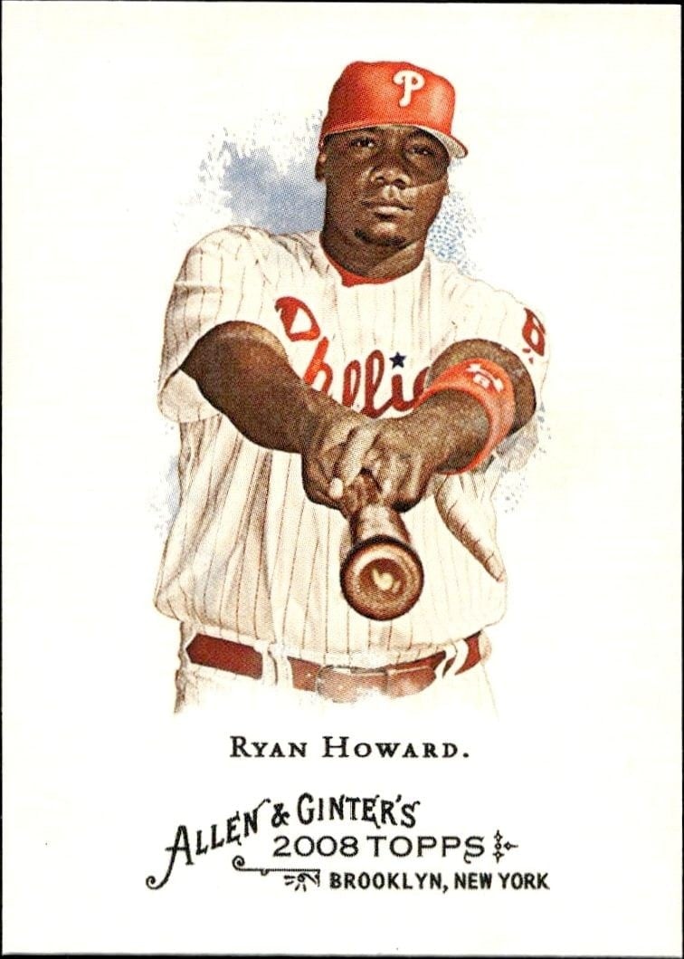 Ryan Howard 2008 Topps Allen & Ginter #300 Baseball Trading Card - Front 2008 Topps Allen & Ginter Ryan Howard #300 baseball trading card front