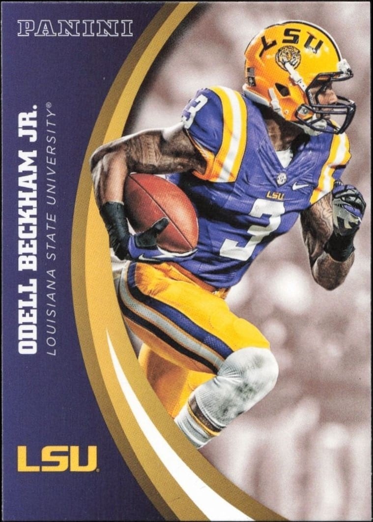 Odell Beckham Jr. 2015 Panini Lsu Team Collection #48 Football Trading Card - Front 2015 Panini Lsu Team Collection Odell Beckham Jr. #48 football trading card front