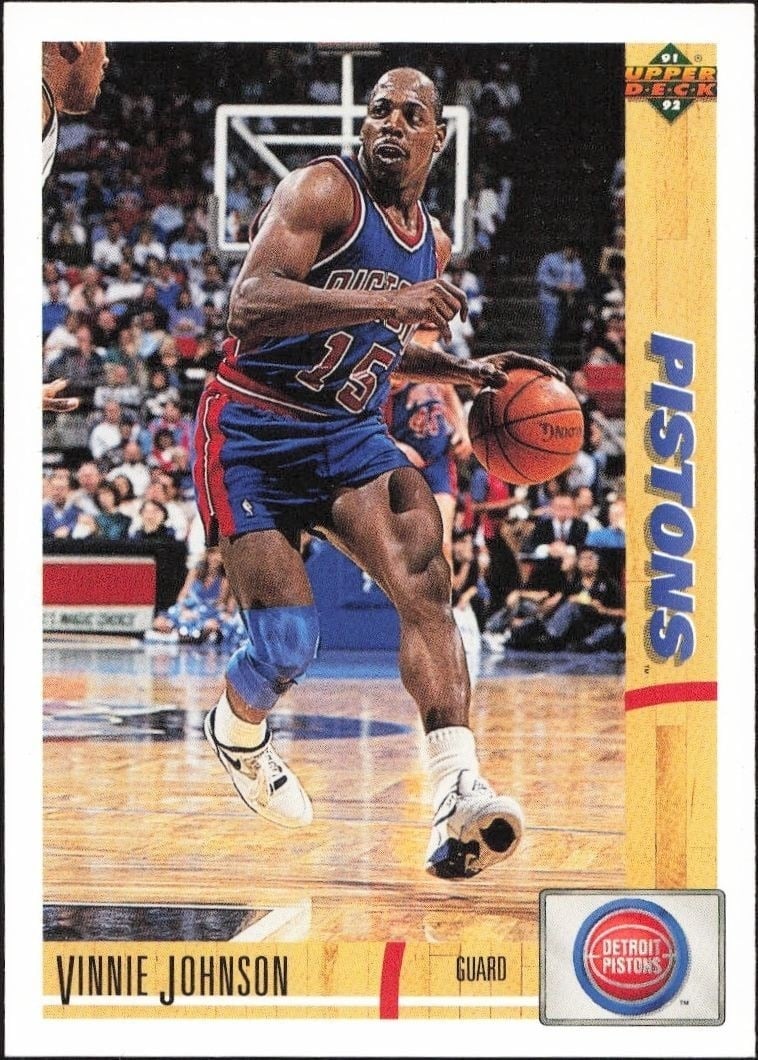 Vinnie Johnson 1991-92 Upper Deck #132 Basketball Trading Card - Front 1991-92 Upper Deck Vinnie Johnson #132 basketball trading card front