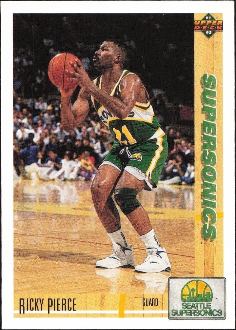 Ricky Pierce 1991-92 Upper Deck #156 Basketball Trading Card - Front 1991-92 Upper Deck Ricky Pierce #156 basketball trading card front