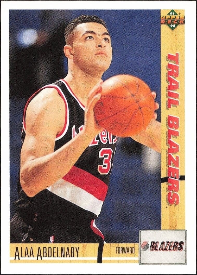 Alaa Abdelnaby 1991-92 Upper Deck #213 Basketball Trading Card - Front 1991-92 Upper Deck Alaa Abdelnaby #213 basketball trading card front