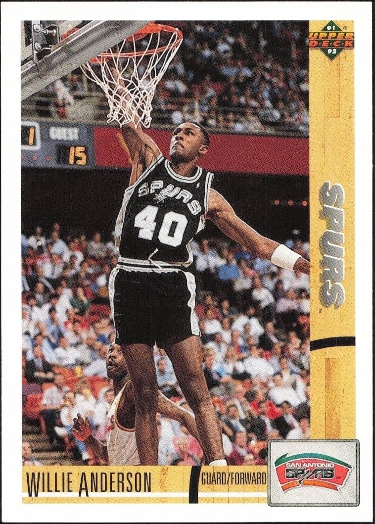 Willie Anderson 1991-92 Upper Deck #282 Basketball Trading Card - Front 1991-92 Upper Deck Willie Anderson #282 basketball trading card front