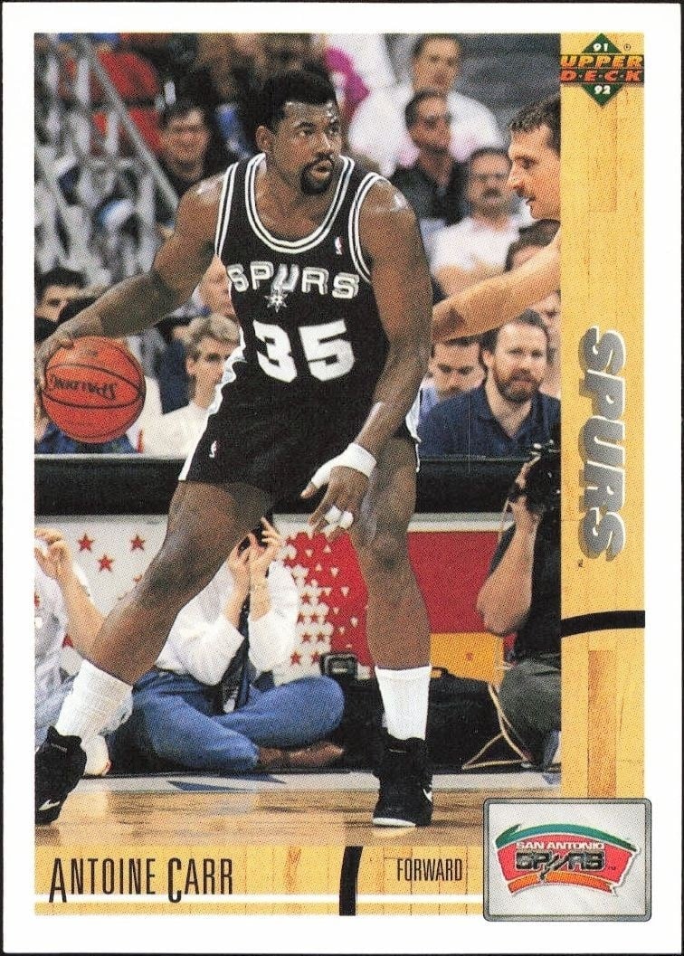 Antoine Carr 1991-92 Upper Deck #404 Basketball Trading Card - Front 1991-92 Upper Deck Antoine Carr #404 basketball trading card front