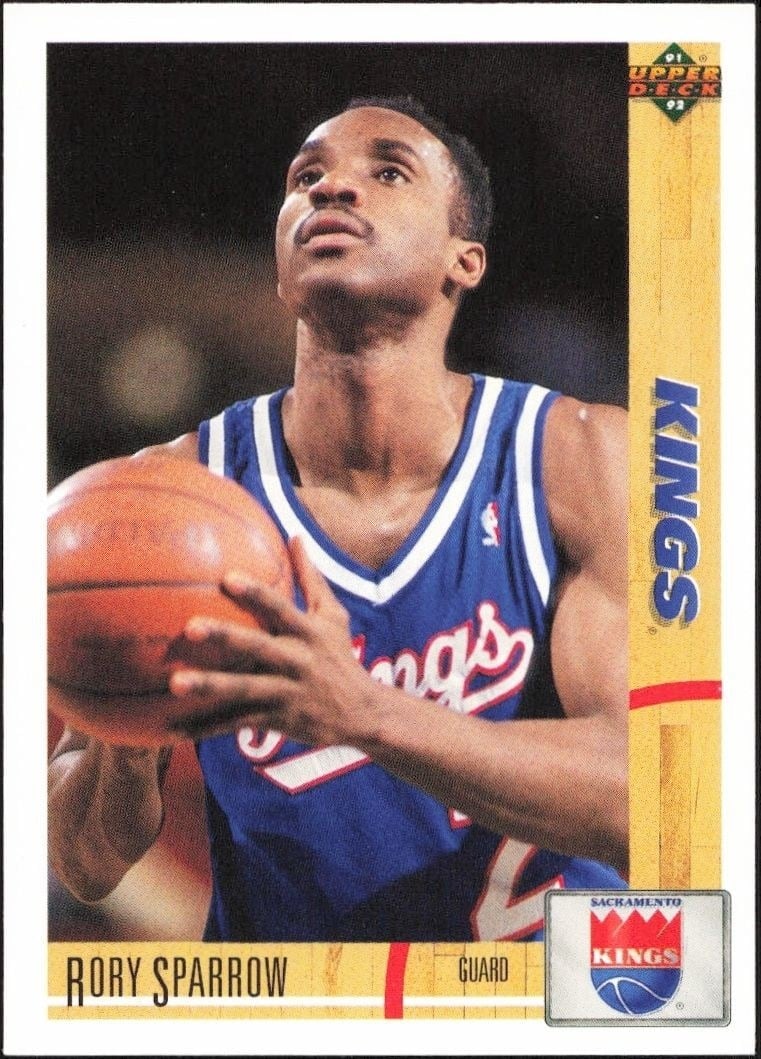 Rory Sparrow 1991-92 Upper Deck #395 Basketball Trading Card - Front 1991-92 Upper Deck Rory Sparrow #395 basketball trading card front