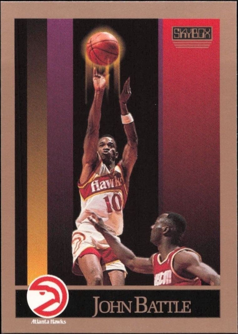 John Battle 1990-91 Skybox #1 Basketball Trading Card - Front 1990-91 Skybox John Battle #1 basketball trading card front