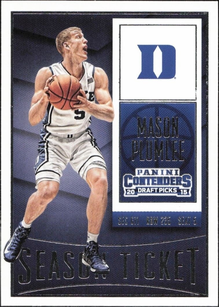 Mason Plumlee 2015-16 Panini Contenders Draft Picks #68 Basketball Trading Card - Front 2015-16 Panini Contenders Draft Picks Mason Plumlee #68 basketball trading card front